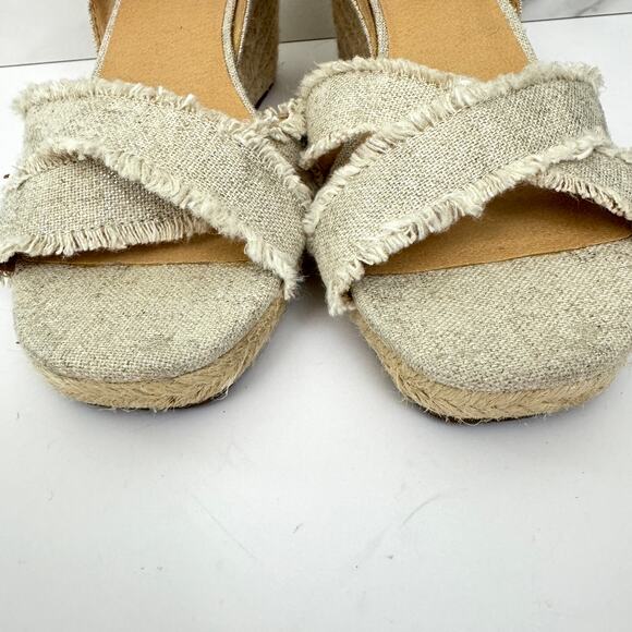 Lucky Brand Womens Margaline Wedge Espadrille Size 8.5 Fray Edge Cream - Picture 6 of 9